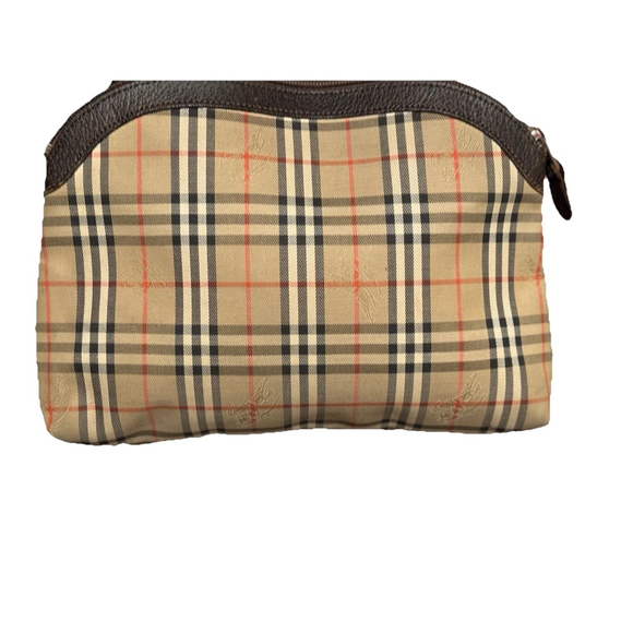 BURBERRY’s Nova Check Beige Canvas Pouch Clutch Vintage - Picture 3 of 11